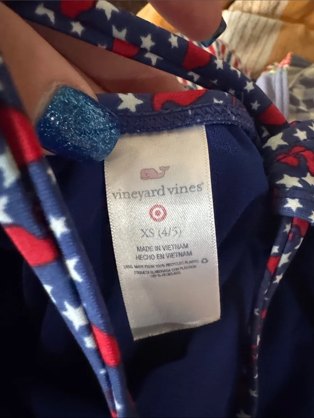 Vineyard vines - target Girls Navy Red Whale Print One-Piece Swimsuit size 4/5